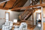 Ma Cook Lodge has high ceilings, steps to the loft suite